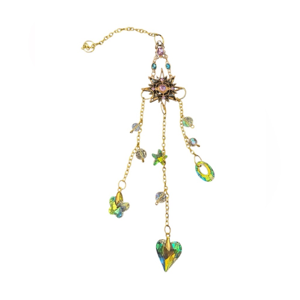 Rhinestone Moon or Star Sun Catcher with Multiple Crystals and Chain - Picture 9 of 11